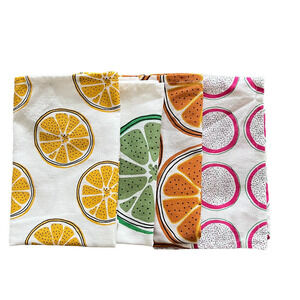 IKEA TORVFLY Cotton Dish Towels - Set of 4 Assorted Orange Patterns